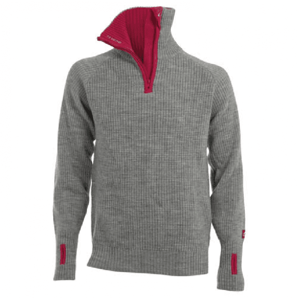 Rav sweater w/zip Grey Melange/Beetrot